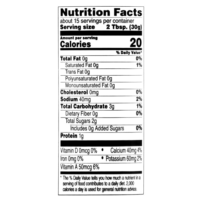 Nutrition facts sour cream