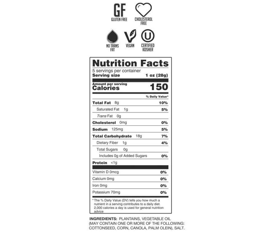 Plantain chips nutrition facts