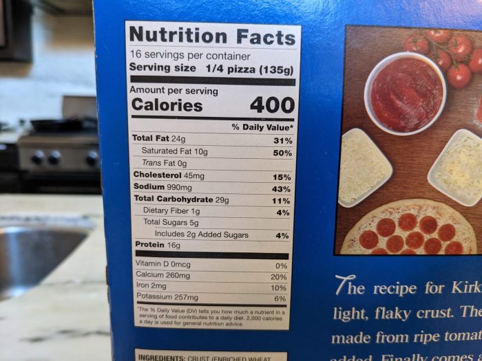 Slice of pizza nutrition facts