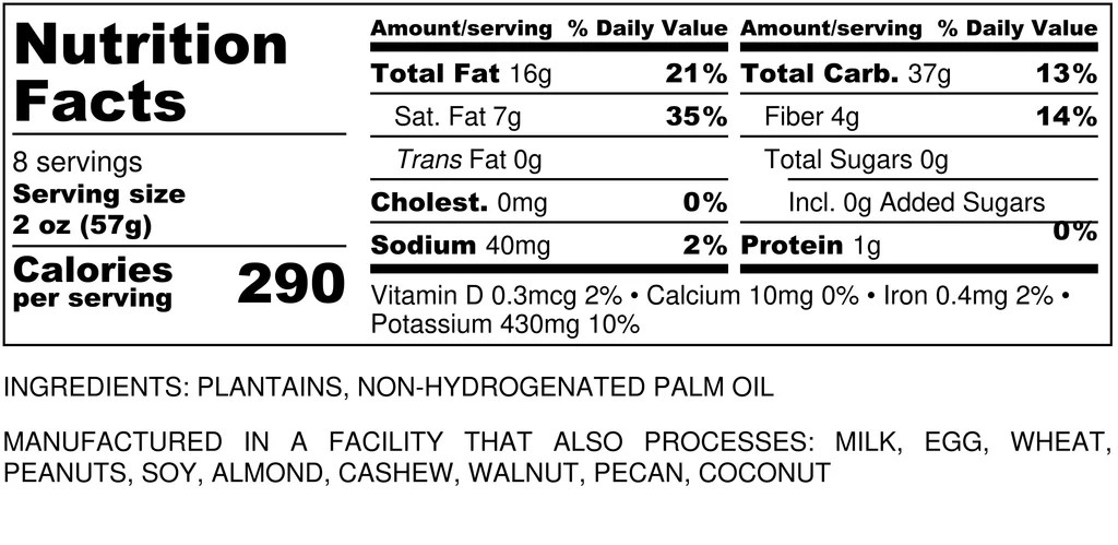 Plantain chips nutrition facts