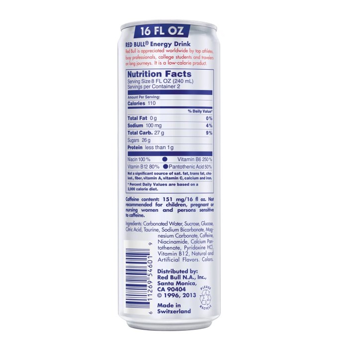 Red bull 16 oz nutrition facts