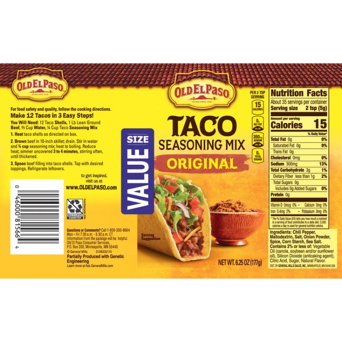 Paso seasoning taco el mix original old fooducate